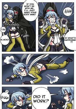 Deathgun takes over Sinon's Avatar and IRL body!
